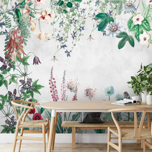 Novart Fototapeten 396 x 280 cm Blumen Blätter - Vlies Wanddekoration Wohnzimmer Schlafzimmer - Deutsche Manufaktur - Grün Pflanze N9128012a