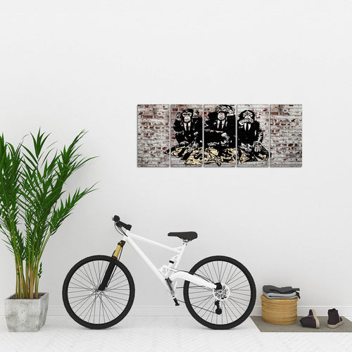 Runa Art Bild Street Art Affen Wandbilder auf Vlies Leinwand 5 Teilig Wanddekoration Loft Wohnzimmer 303456c