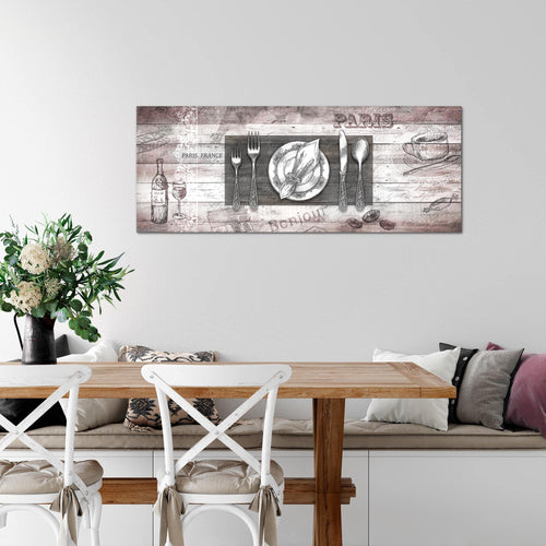 Runa Art Wandbild Küche Abstrakt 1 Teilig 100 x 40 cm Modern Bild auf Vlies Leinwand Kaffee Esszimmer Küchenbilder Grau Rosa 038112b