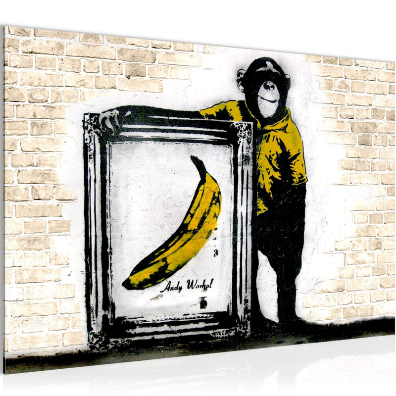 Runa Art Bild Monkey with Banana Modern Wandbilder Loft Wohnzimmer 1 Teilig - Made In Germany - Street Art Biege Flur 302215c