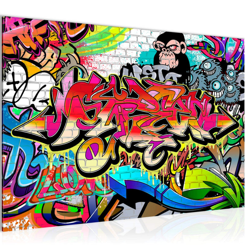 Runa Art Bild Graffiti Modern Wandbilder Loft Wohnzimmer 1 Teilig - Made In Germany - Street Art Bunt Flur 401715a