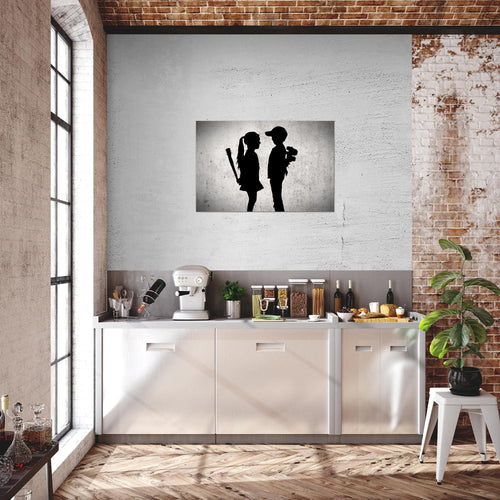 Runa Art Bild Junge trifft Mädchen Modern Wandbilder Loft Wohnzimmer 1 Teilig - Made In Germany - Street Art Grau Flur 302115a