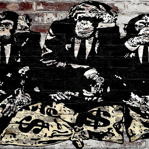 Runa Art Wandbild Street Art Affen 1 Teilig 100 x 40 cm Modern Bild auf Vlies Leinwand Duke of Lancaster UK Loft Wohnzimmer Braun 303412c