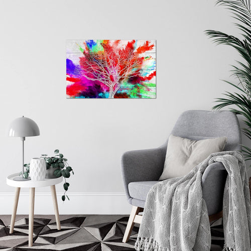 Runa Art Bild Abstrakt Baum Modern Wandbilder Wohnzimmer Schlafzimmer 1 Teilig - Made In Germany - Bunt Rot Lila Flur 108915c