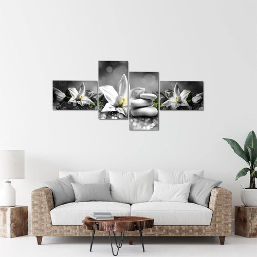 Runa Art Bild Modern Blumen Lilien - Made in Germany - Wandbilder Abstrakt Beige Braun 4 Teilig 035842a