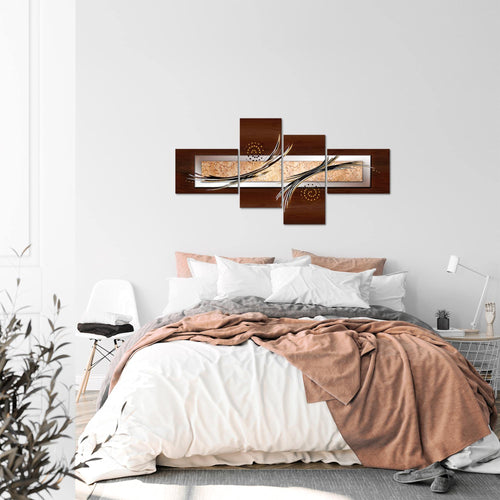 Runa Art Wandbilder Set XXL Abstrakt Wohnzimmer Schlafzimmer Beige Braun Grau 4 Teilig - Made in Germany - 104945a