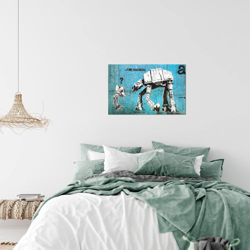 Runa Art Bild I am your Father Modern Wandbilder Loft Wohnzimmer 1 Teilig - Made In Germany - Street Art Graffiti Blau Flur 302015b