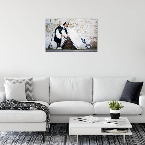 Runa Art Bild Maid Banksy Modern Wandbilder Loft Wohnzimmer 1 Teilig - Made In Germany - Street Art Braun Flur 301715a