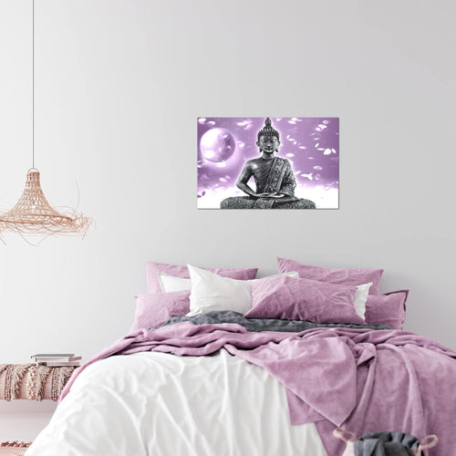 Runa Art Bild Buddha Feng Shui Modern Wandbilder Wohnzimmer Schlafzimmer 1 Teilig - Made In Germany - Relax Violett Lila Flur 501015a