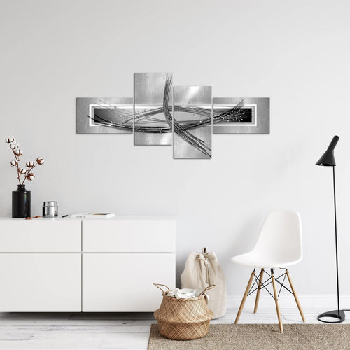 Runa Art Wandbilder Set XXL AbstraktWohnzimmer Schlafzimmer Schwarz Weiss 4 Teilig - Made in Germany - 103645c