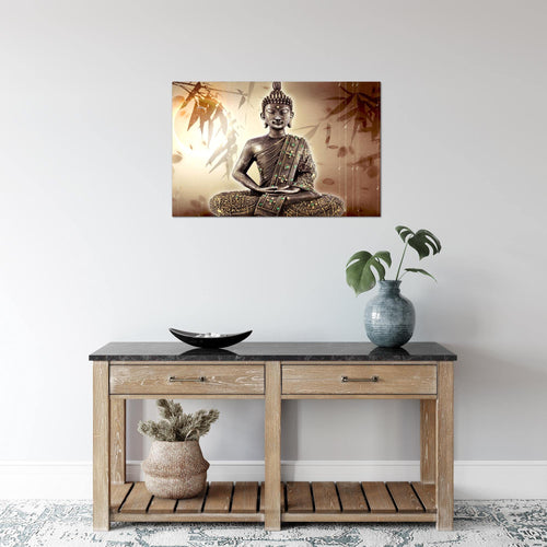 Runa Art Bild Buddha Modern Wandbilder Wohnzimmer Schlafzimmer 1 Teilig - Made In Germany - Spa Beige Braun Flur 500315a