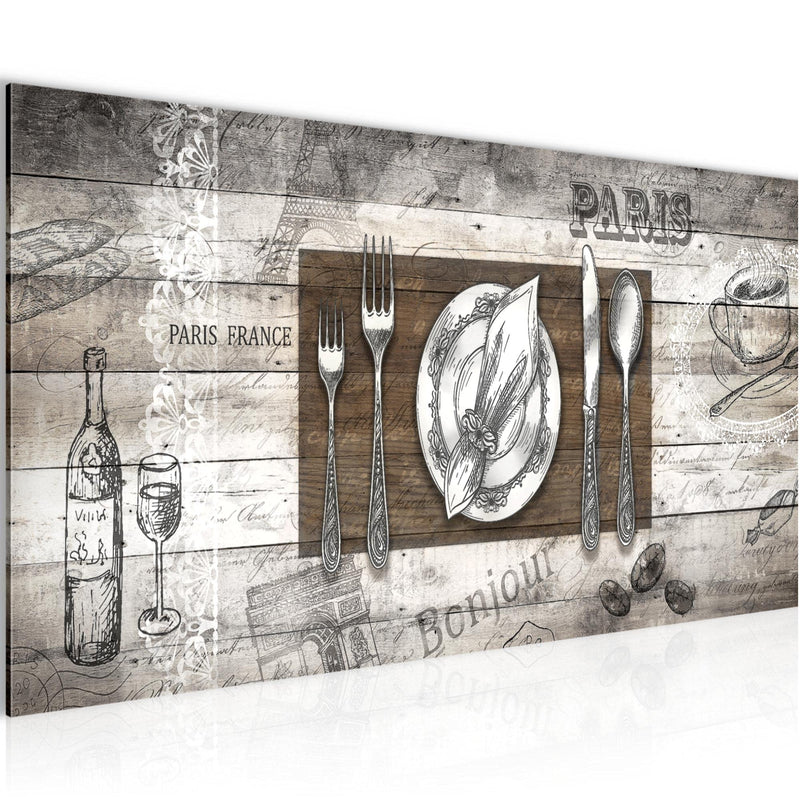 Runa Art Wandbild Küche Abstrakt 1 Teilig 100 x 40 cm Modern Bild auf Vlies Leinwand Kaffee Esszimmer Küchenbilder Grau 038112c