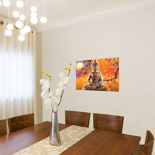 Runa Art Bild Buddha Feng Shui Modern Wandbilder Wohnzimmer Schlafzimmer 1 Teilig - Made In Germany - Wellness Beige Orange Flur 500615a