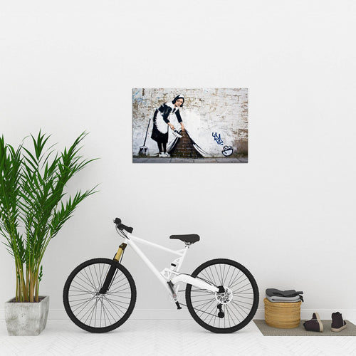 Runa Art Bild Maid Banksy Modern Wandbilder Loft Wohnzimmer 1 Teilig - Made In Germany - Street Art Braun Flur 301715a