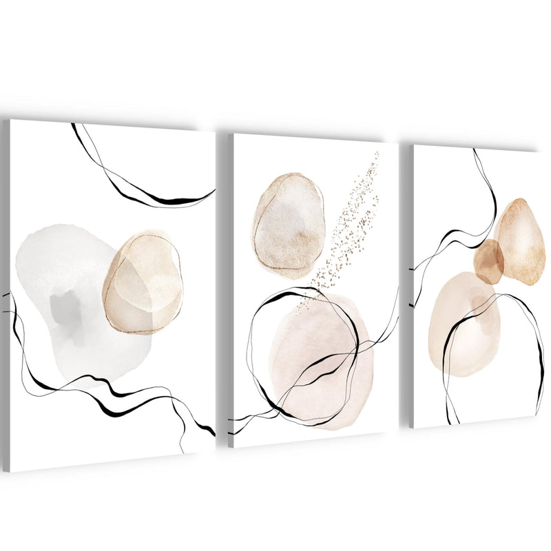 Novart Quadros Astratto Moda - Completamente Pronto Da Appendere - Soggiorno Camera da letto Decorazione Elegante - Set 3 Pezzi Bianco Beige - N039330a