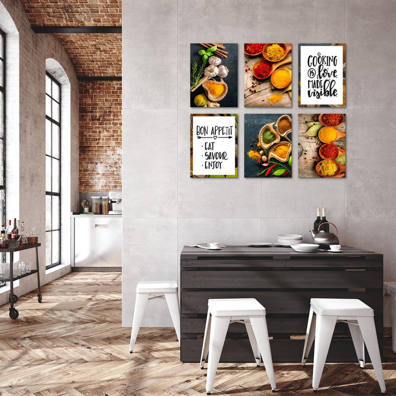 Novart Wandbilder - KEIN EXTRA RAHMEN BENÖTIGT - Esszimmer Küchenbilder - Bilder Modern Küche - Gewürze - N000465a