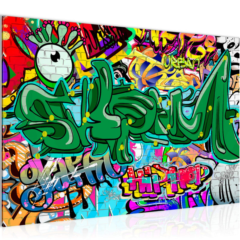 Runa Art Bild Graffiti Modern Wandbilder Loft Wohnzimmer 1 Teilig - Made In Germany - Street Art Bunt Flur 402015a