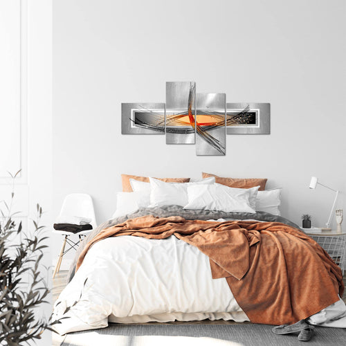 Runa Art Wandbilder Set XXL AbstraktWohnzimmer Schlafzimmer Grau Gelb 4 Teilig - Made in Germany - 103645a
