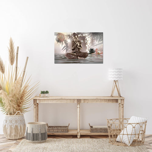 Runa Art Bild Buddha Feng Shui Modern Wandbilder Wohnzimmer Schlafzimmer 1 Teilig - Made In Germany - Spa Zen Beige Flur 503415a