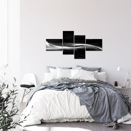 Runa Art Wandbilder Set XXL Abstrakt Wohnzimmer Schlafzimmer Schwarz Weiss Grau 4 Teilig - Made in Germany - 103245c