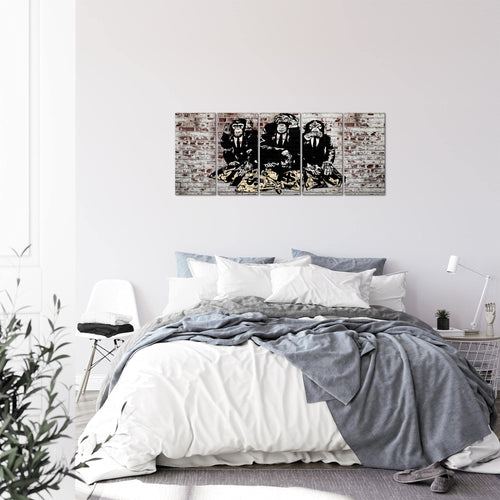 Runa Art Bild Street Art Affen Wandbilder auf Vlies Leinwand 5 Teilig Wanddekoration Loft Wohnzimmer 303456c