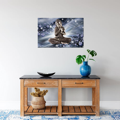Runa Art Bild Buddha Feng Shui Modern Wandbilder Wohnzimmer Schlafzimmer 1 Teilig - Made In Germany - Abstrakt Blau Grau Flur 505415b