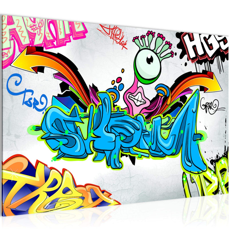 Runa Art Bild Graffiti Modern Wandbilder Loft Wohnzimmer 1 Teilig - Made In Germany - Street Art Bunt Flur 401615a