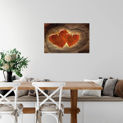 Runa Art Bild Herzen Holz Modern Wandbilder Wohnzimmer Schlafzimmer 1 Teilig - Made In Germany - Abstrakt Braun Rot Flur 104115a