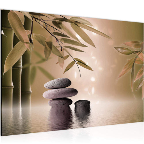 Runa Art Bild Feng Shui Steine Modern Wandbilder Wohnzimmer Schlafzimmer 1 Teilig - Made In Germany - Zen Beige Braun Flur 501915b