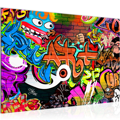 Runa Art Bild Graffiti Modern Wandbilder Loft Wohnzimmer 1 Teilig - Made In Germany - Street Art Bunt Flur 402115a