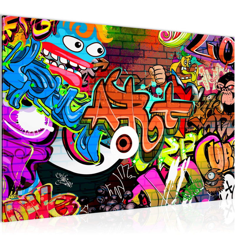Runa Art Bild Graffiti Modern Wandbilder Loft Wohnzimmer 1 Teilig - Made In Germany - Street Art Bunt Flur 402115a