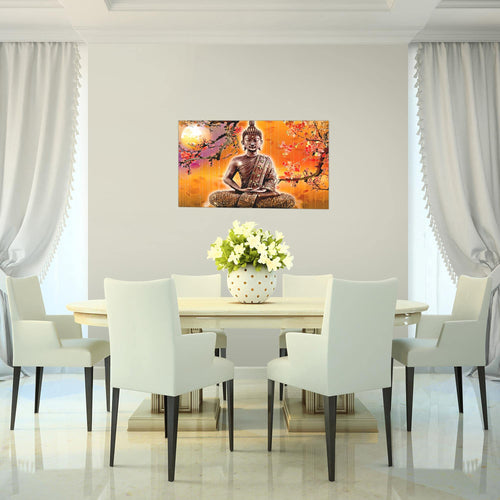Runa Art Bild Buddha Feng Shui Modern Wandbilder Wohnzimmer Schlafzimmer 1 Teilig - Made In Germany - Wellness Beige Orange Flur 500615a