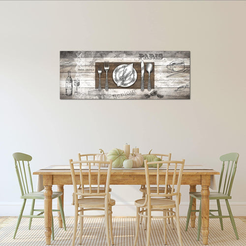 Runa Art Wandbild Küche Abstrakt 1 Teilig 100 x 40 cm Modern Bild auf Vlies Leinwand Kaffee Esszimmer Küchenbilder Grau 038112c
