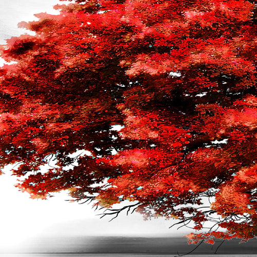 Runa Art Wandbilder Strand Sonnenuntergang Bild XXL Wohnzimmer Schlafzimmer Grau Rot Strand Baum 120 x 80 cm 3 Teilig 050631a