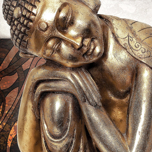 Runa Art Wandbilder Buddha Zen 5 Teilig Bild auf Vlies Leinwand Deko Wohnzimmer Schlafzimmer Feng Shui Gold 041352a