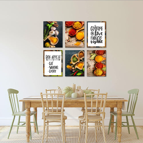 Novart Wandbilder - KEIN EXTRA RAHMEN BENÖTIGT - Esszimmer Küchenbilder - Bilder Modern Küche - Gewürze - N000465a