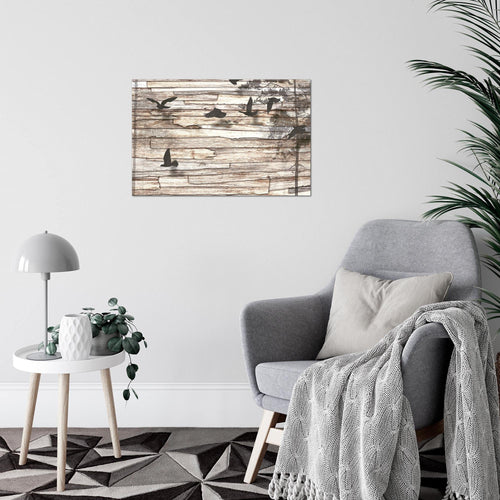 Runa Art Bild Vintage Vogel Modern Wandbilder Wohnzimmer Schlafzimmer 1 Teilig - Made In Germany - Abstrakt Beige Grau Flur 108515a