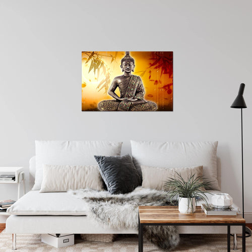 Runa Art Bild Buddha Modern Wandbilder Wohnzimmer Schlafzimmer 1 Teilig - Made In Germany - Relax zen Orange Flur 500315b