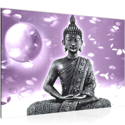 Runa Art Bild Buddha Feng Shui Modern Wandbilder Wohnzimmer Schlafzimmer 1 Teilig - Made In Germany - Relax Violett Lila Flur 501015a