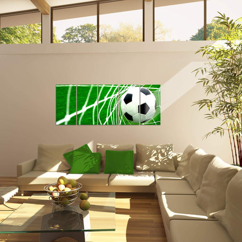 Runa Art Wandbild XXL Fussball Wohnzimmer Schlafzimmer 200 x 80 cm Grün 5 Teilig - Made in Germany - 611455a