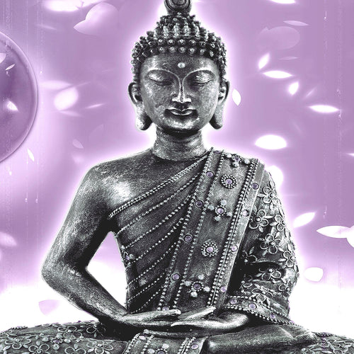 Runa Art Bild Buddha Feng Shui Modern Wandbilder Wohnzimmer Schlafzimmer 1 Teilig - Made In Germany - Relax Violett Lila Flur 501015a