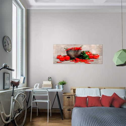 Runa Art Wandbild Blumen Pflanzen 100 x 40 cm Modern Bild auf Vlies Leinwand Rot Wohnzimmer Schlafzimmer Büro Natur 005812b