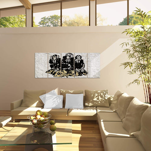 Runa Art Bild Street Art Affen Wandbilder auf Vlies Leinwand 5 Teilig Wanddekoration Loft Wohnzimmer 303456a