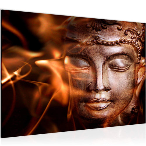 Runa Art Bild Buddha Feng Shui Modern Wandbilder Wohnzimmer Schlafzimmer 1 Teilig - Made In Germany - Relax Braun Rot Flur 502415a
