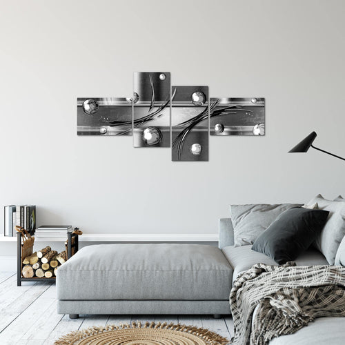 Runa Art Wandbilder Set XXL Abstrakt Wohnzimmer Schlafzimmer Grau Schwarz Weiss 4 Teilig - Made in Germany - 109545c
