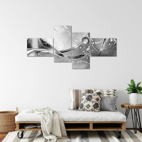 Runa Art Wandbilder Set XXL Abstrakt Wohnzimmer Schlafzimmer Schwarz Weiss Grau 4 Teilig - Made in Germany - 109145c