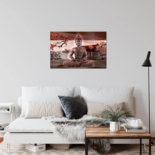 Runa Art Bild Buddha Feng Shui Modern Wandbilder Wohnzimmer Schlafzimmer 1 Teilig - Made In Germany - Sakura Rot Flur 503215a