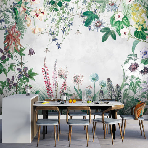 Novart Fototapeten 396 x 280 cm Blumen Blätter - Vlies Wanddekoration Wohnzimmer Schlafzimmer - Deutsche Manufaktur - Grün Pflanze N9128012a