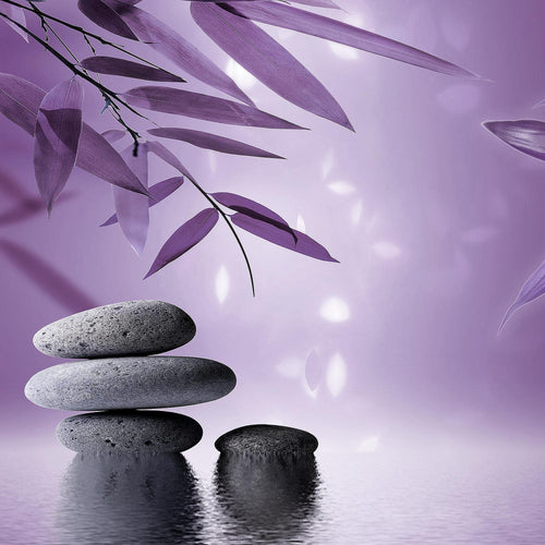 Runa Art Bild Feng Shui Steine Modern Wandbilder Wohnzimmer Schlafzimmer 1 Teilig - Made In Germany - Relax Lila Violett Flur 501915c
