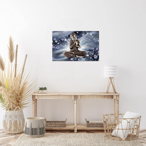 Runa Art Bild Buddha Feng Shui Modern Wandbilder Wohnzimmer Schlafzimmer 1 Teilig - Made In Germany - Abstrakt Blau Grau Flur 505415b